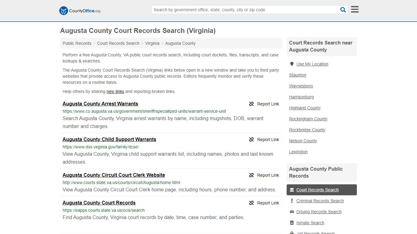 Augusta County Court Records Search (Virginia) - County Office