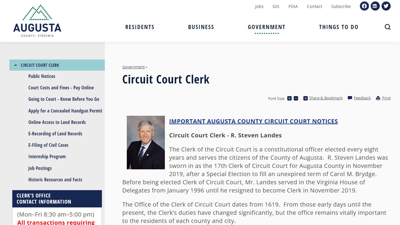 Circuit Court Clerk | Augusta County, VA